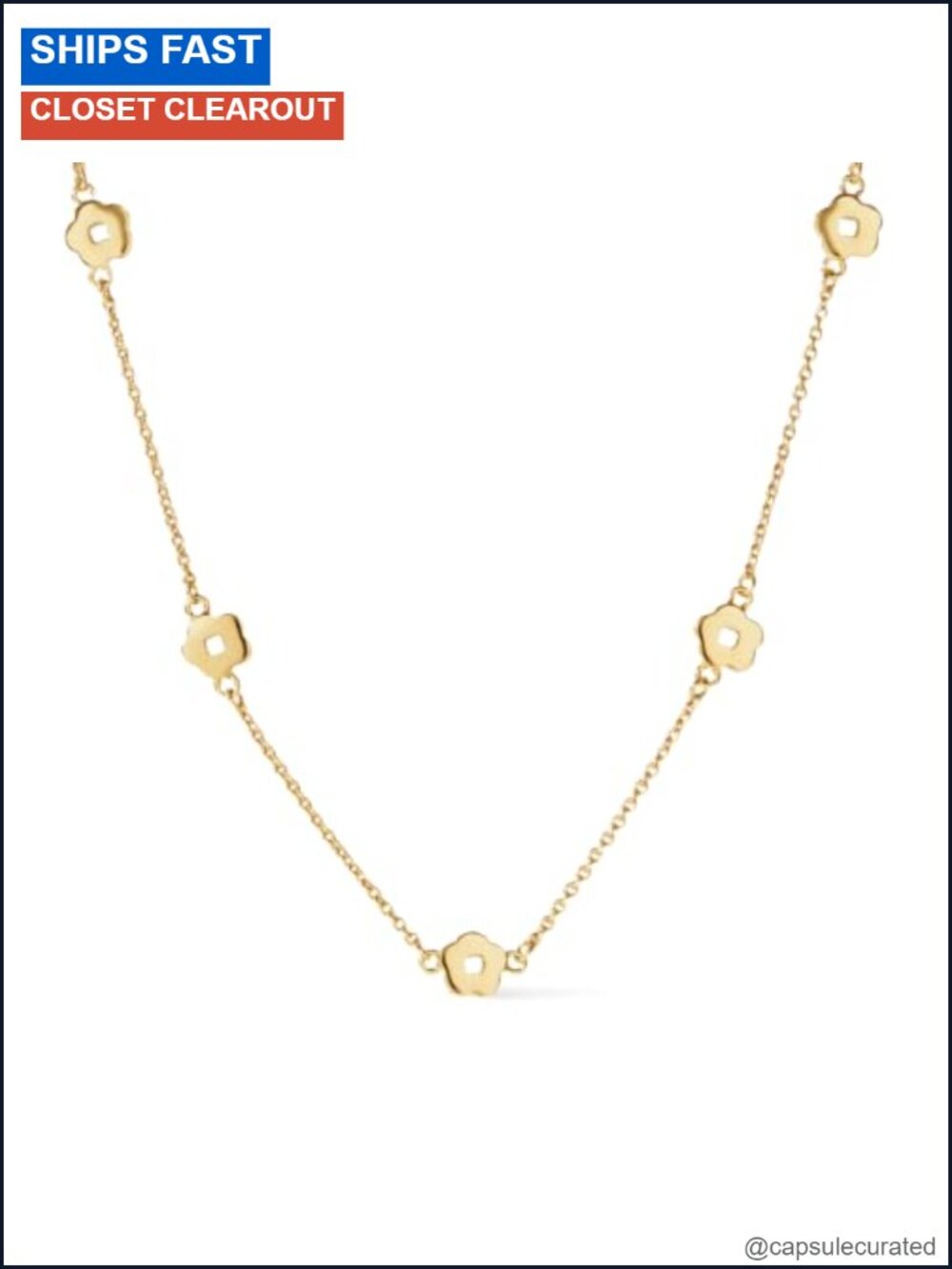 14K Gold Plated Flower Chain Necklace Dainty Women's Jewelry